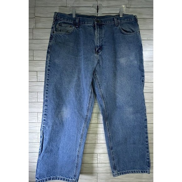 CARHARTT Denim Blue Wash Jeans Men's 42x30 Work Construction‎ Farming Relax Fit - Picture 1 of 10